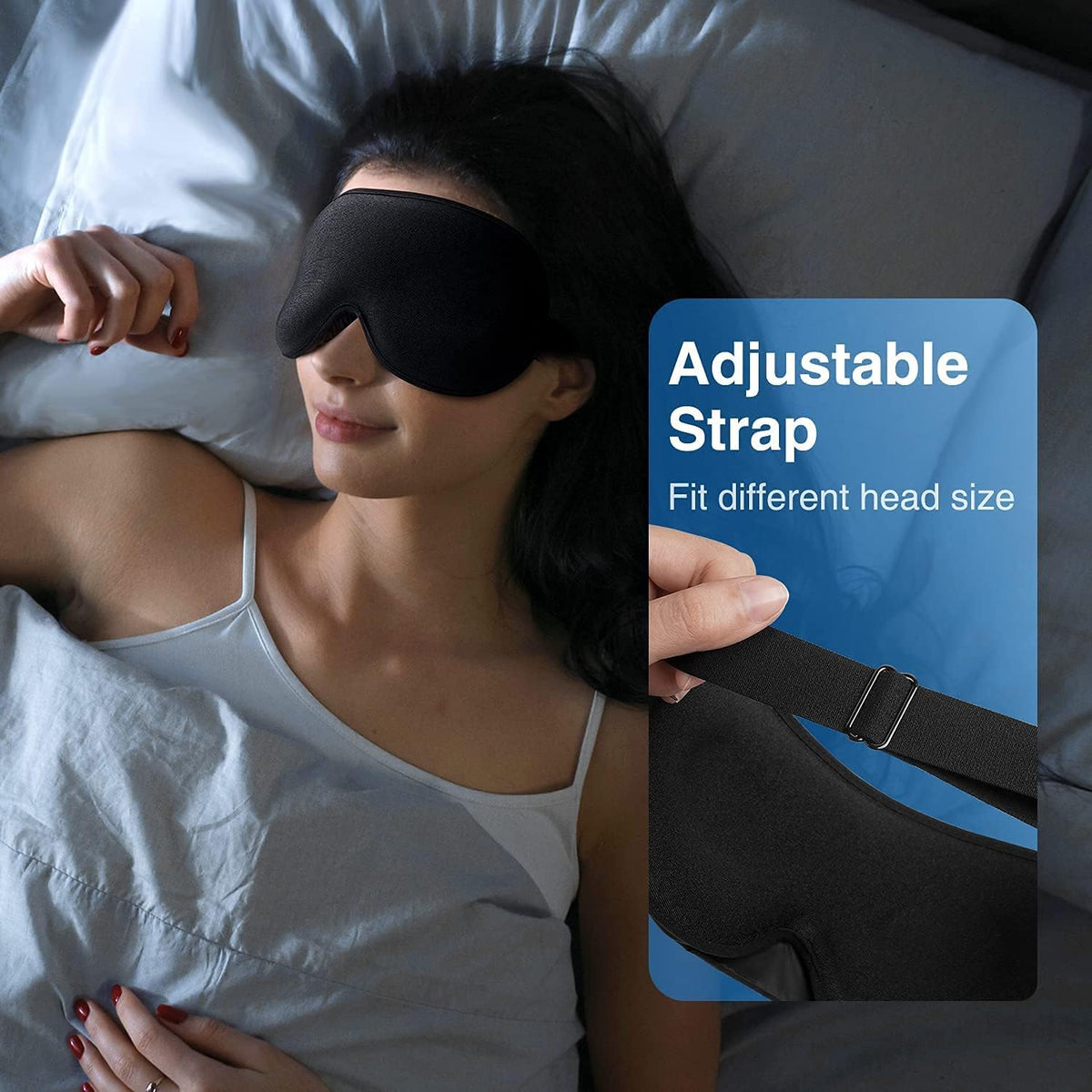 YFONG Weighted Sleep Mask for Women Men, 3D Light Blocking Eye Mask, Black