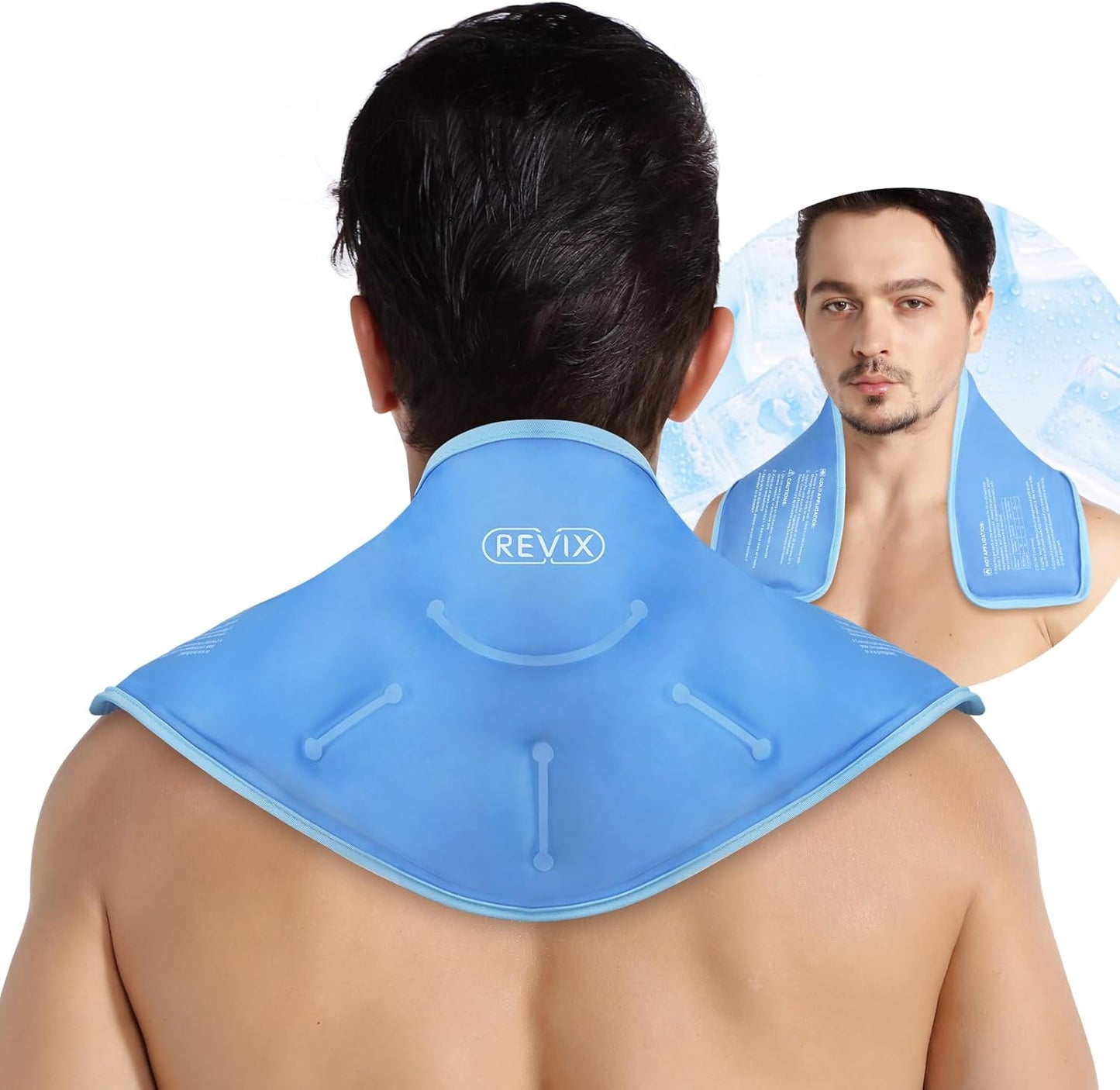 REVIX Neck Ice Pack Wrap – Reusable Hot Cold Gel Pack for Neck and Shoulder, Large Flexible Design with Soft Plush Lining, Cervical Gel Ice Wrap Ideal for Post-Workout Recovery, Fatigue & Relaxation