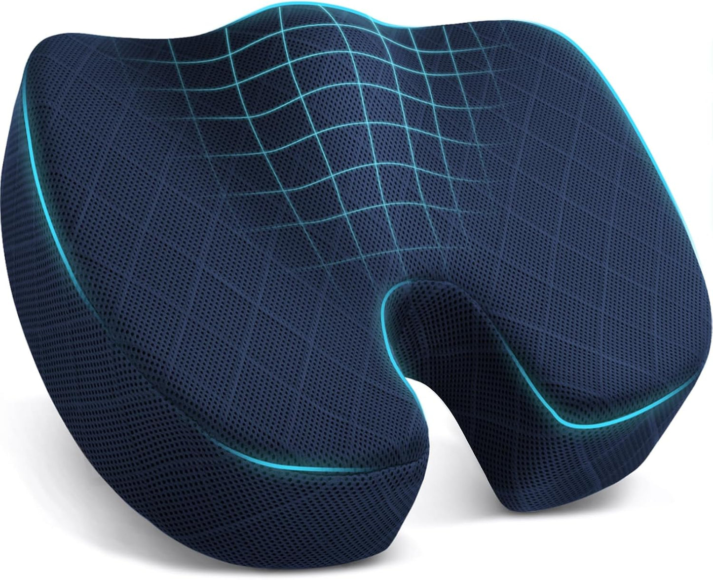 TushGuard Office/ Car Seat Cushion, Non-Slip Sciatica & Back Coccyx Tailbone Pain Relief Chair Pad, Memory Foam Butt Pillow for Computer Desk, Wheelchair, Driving (Black)