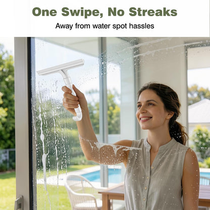 Roylvan Silicone Shower Squeegee for Glass Doors with Built-in Hook, Black | All-in-One Shower Squeegee with Ergonomic Grip, Household Window Mirror Cleaner for Bathroom Glass Kitchen Tile Wall Car