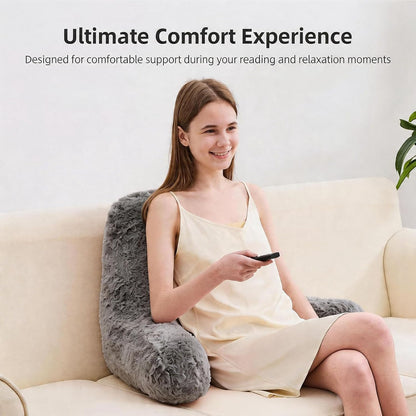 Reading Pillow, Rose Velvet Back Pillow with Arms for Bed Sitting Up, Bed Pillow for Adult Children, Backrest Pillows with Washable Cover, Chair Pillow for Watching TV/Gaming/Relaxing (Pink)