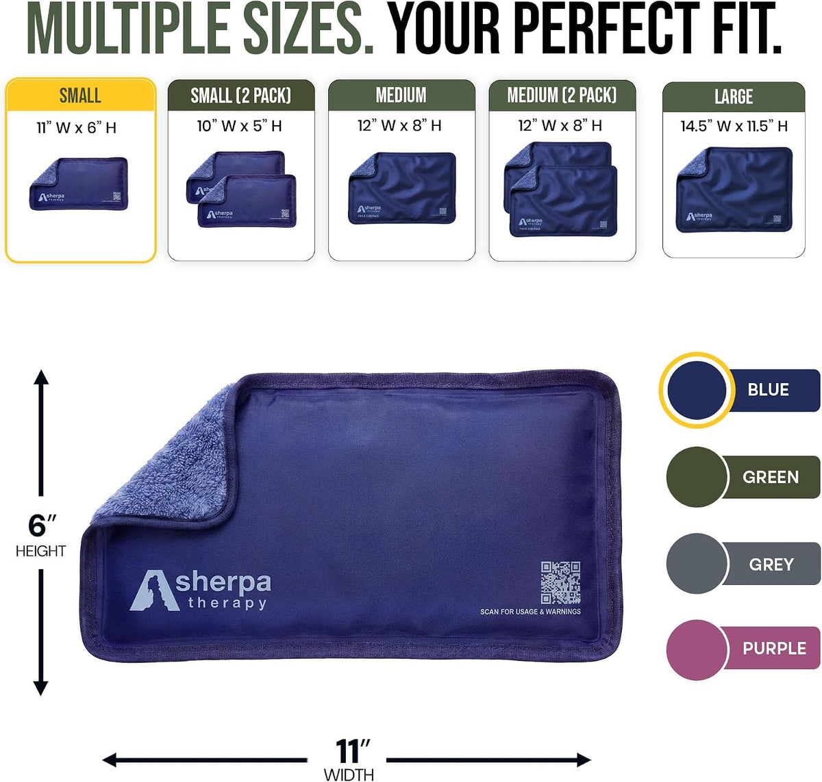 Medium Flexible Gel Ice Packs Reusable - Hot and Cold Soft Ice Packs for Injuries Reusable for Ankle, Arm, Foot, Leg, Back Pain Relief - 8" x 12" - Purple