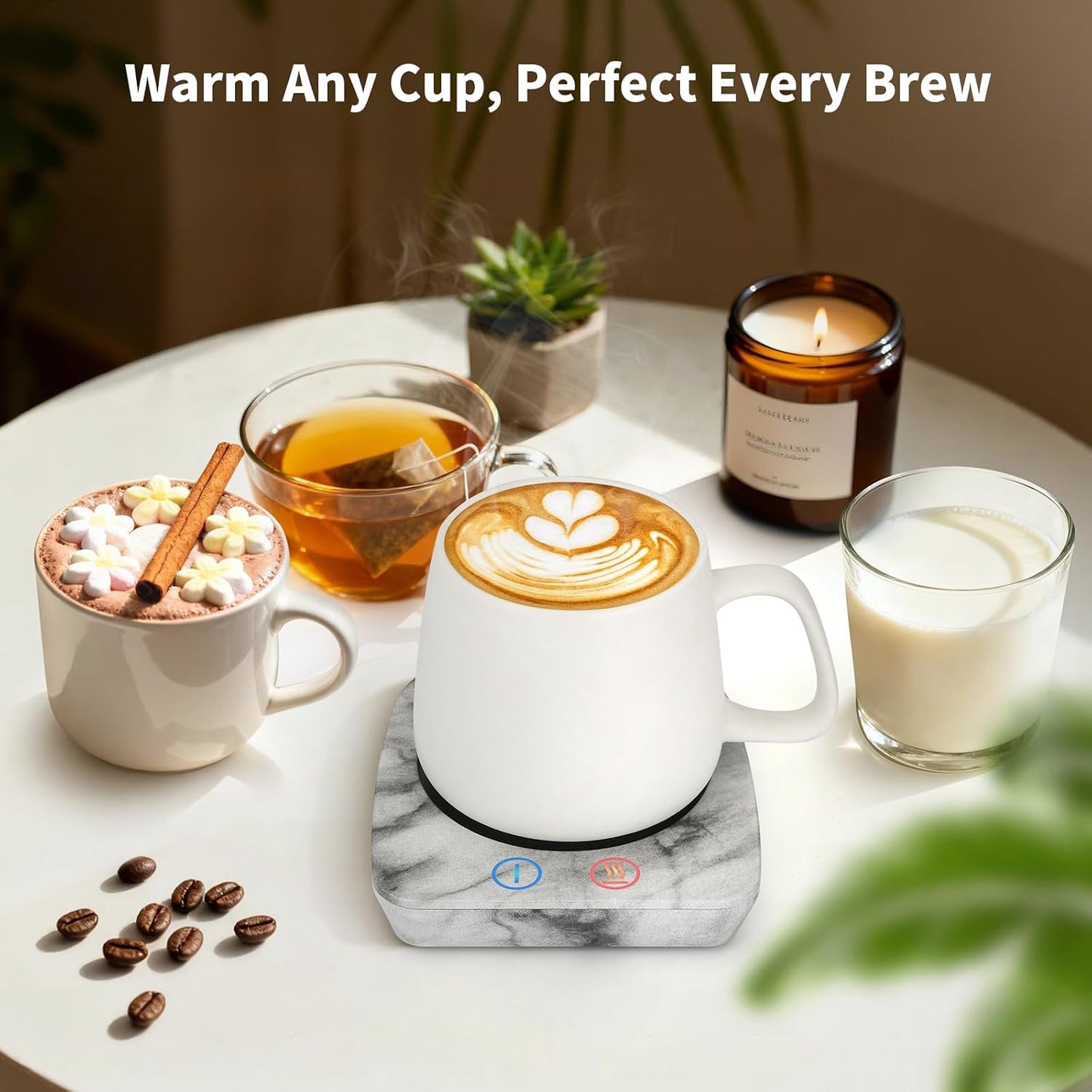VOBAGA Coffee Mug Warmer, 4 Hours Auto Shut Off Cup Warmer for Office Home Desk with 3 Temperature Settings, Electric Beverage Warmer for Cocoa,Tea, Milk, Soup, for Coffee Gifts, Sky Blue (No Cup)