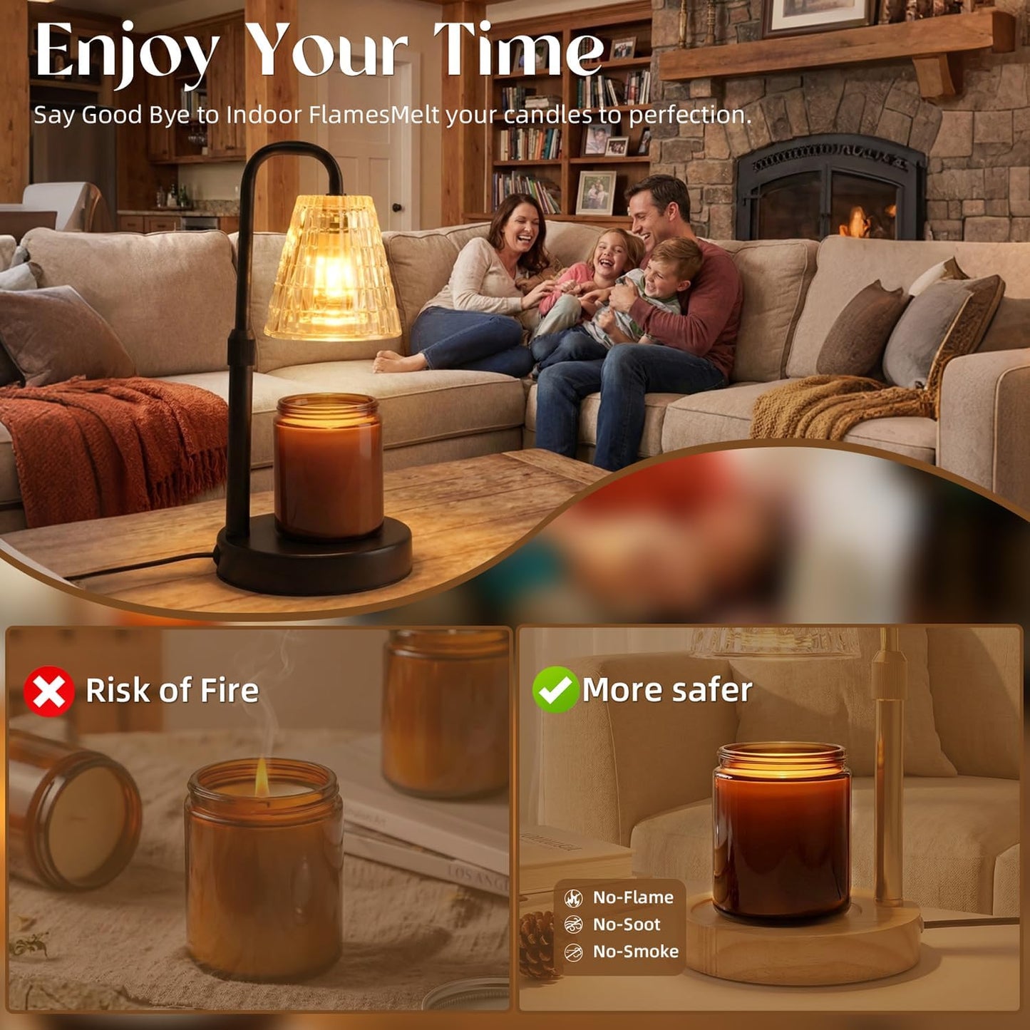 Glimra Candle Warmer Lamp, Candle Warmer Lamp with Timer, Dimmable | for Jar Candles Candle Warmer Birthday Gifts,for Mom Women Friend Sister,Office Apartment Dorm Room Home Decor Black