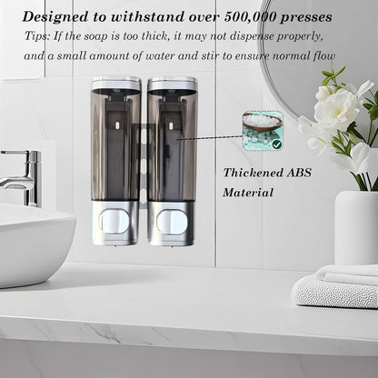 10oz/300ml Single Manual Wall Mounted Soap Dispenser, Black | Bathroom Shampoo and Conditioner Dispenser, Clear Plastic Refillable Liquid Lotion Pump Dispenser and Organizer
