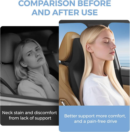 BEBAS Car Headrest Pillow, Ergonomic Neck Pillow with Memory Foam, Black