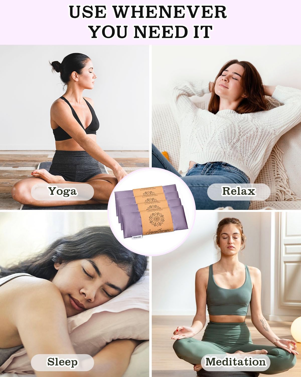 Hihealer Lavender Eye Pillow for Sleeping, Weighted Eye Mask for Spa, Yoga
