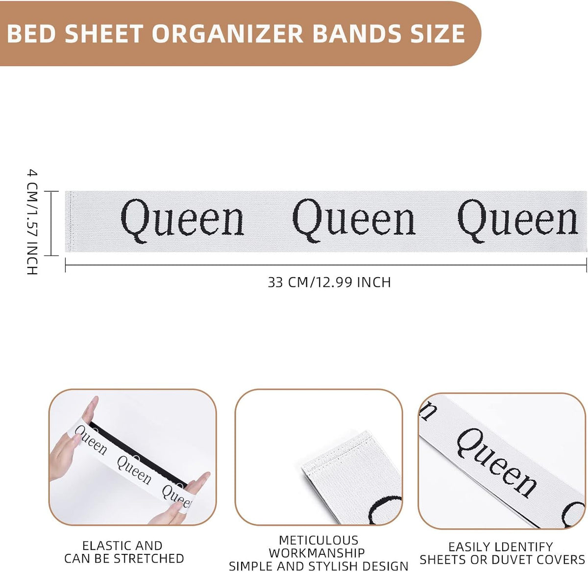 Adjustable Bed Sheet Straps Clips, Elastic Mattress Sheet Fasteners Holder and Suspenders, Grippers to Hold Sheet, Mattress, Sofa, Couch, Table Cloth, Ironing Board Cover, Black
