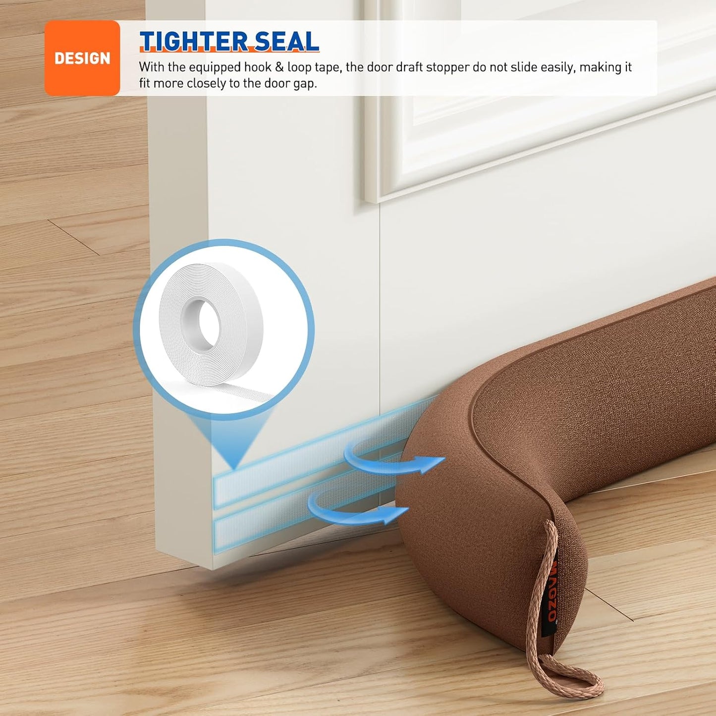 MAGZO Door Draft Stopper 36 Inches, Energy Saving, Gray | Weighted Sound Proofing for Door Draft Blocker, Under Door Gap Filler with Machine Washable Fabric