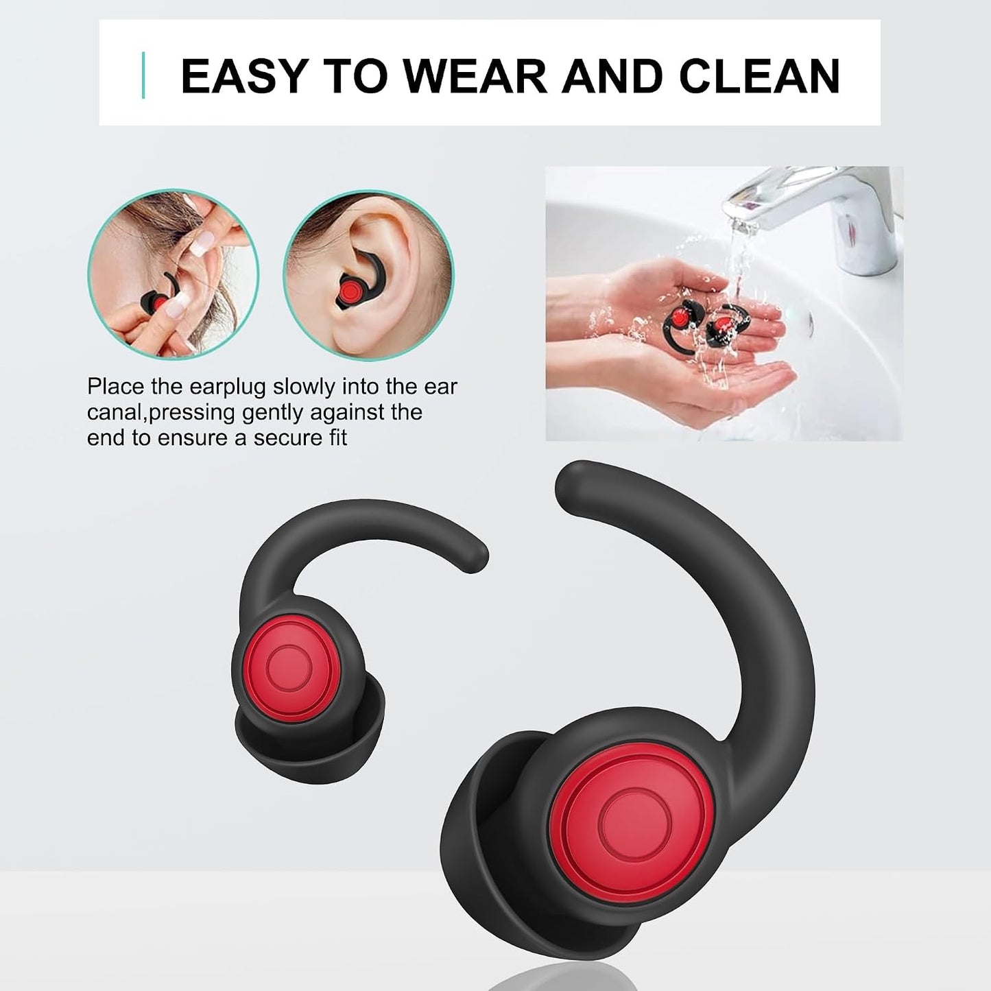 WUTAN Ear Plugs for Sleeping, 33dB Noise Cancelling Silicone Reusable | Jellyfish Bionic Design, Side Sleeper Friendly, 2 Pairs, S/L, Washable, Waterproof for Swimming, Travel Essential, Latex-Free