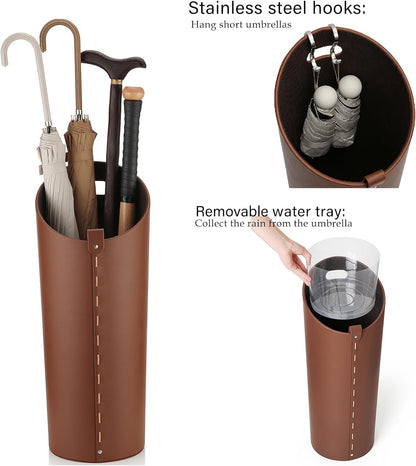 Tall Umbrella Holder White That won't Tip Over and Removable Drip Water Tray Modern Farmhouse Home Decor Umbrella Bucket Rack Can Storage 10 Different Sizes of Golf Umbrellas Canes etc