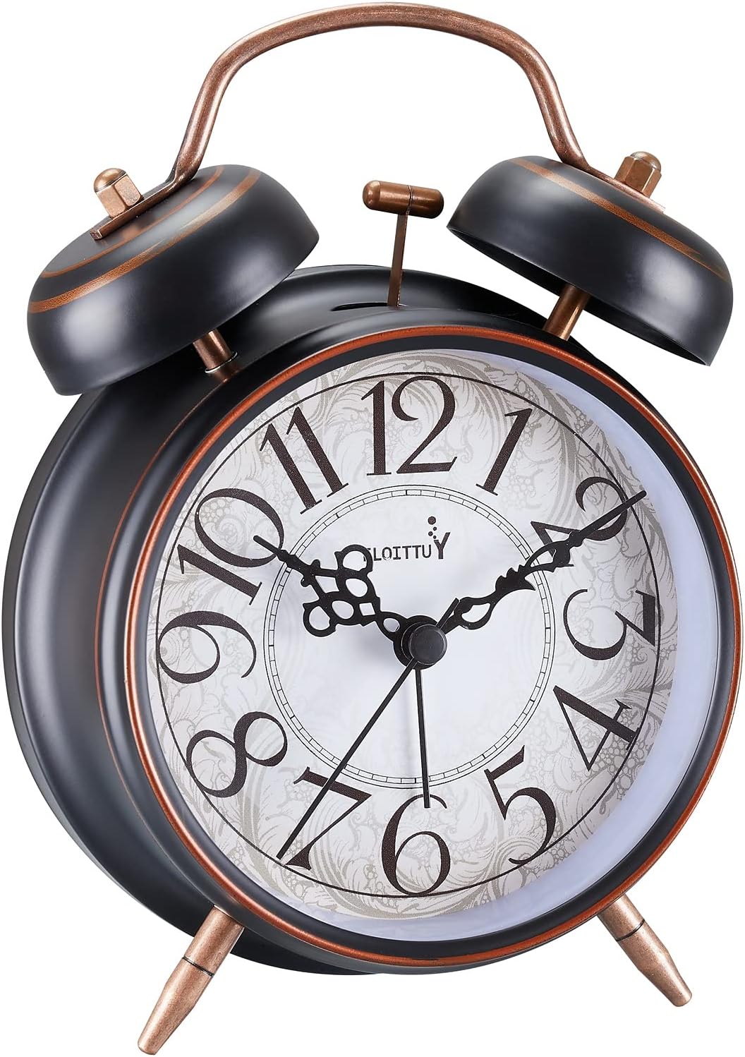 FLOITTUY Loud Alarm for Deep Sleepers 4'' Retro Twin Bell Alarm Clock with Backlight for Bedroom and Home Decoration(Retro Black)