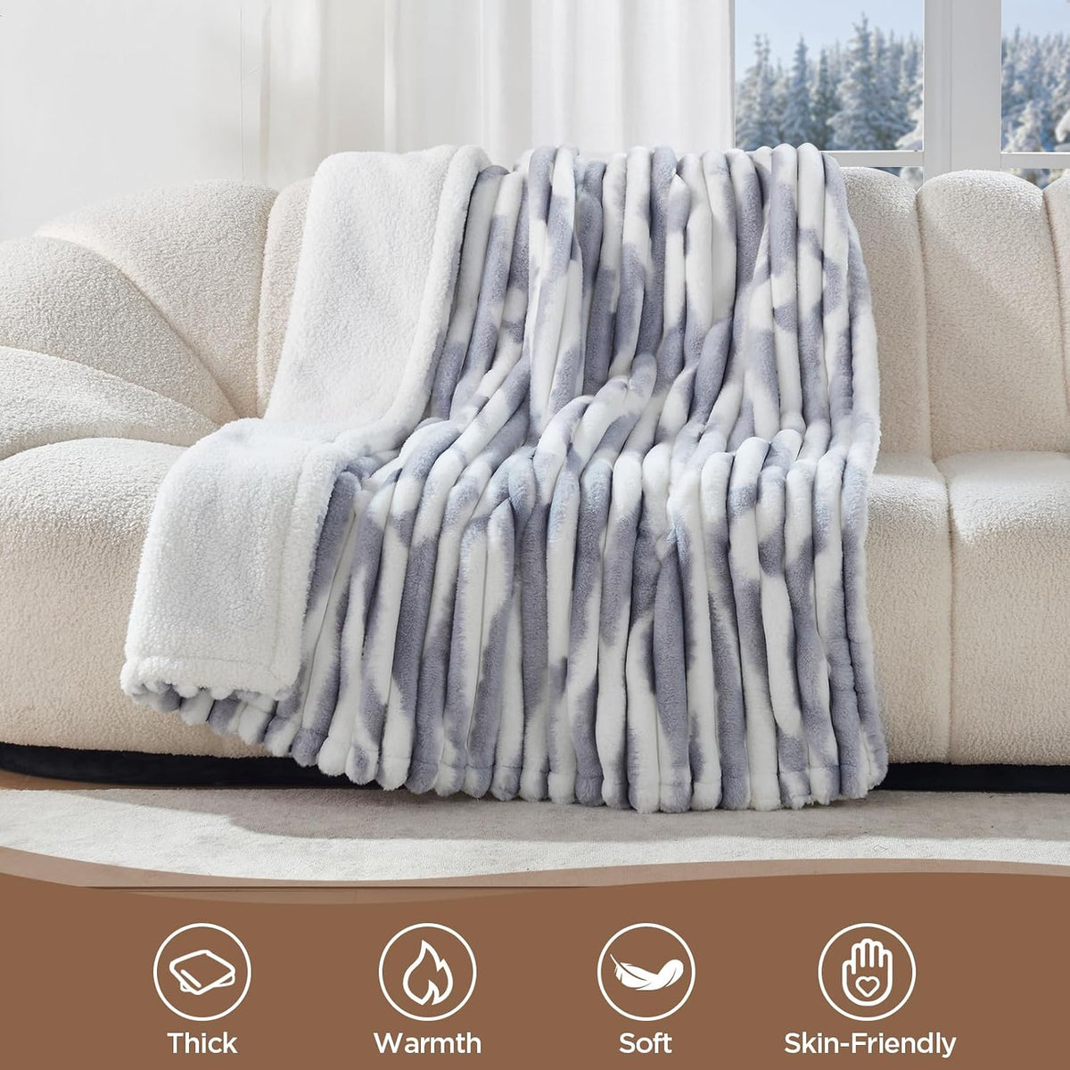 Westinghouse Heated Throw Blanket, 50"x60", Charcoal, ETL Certified