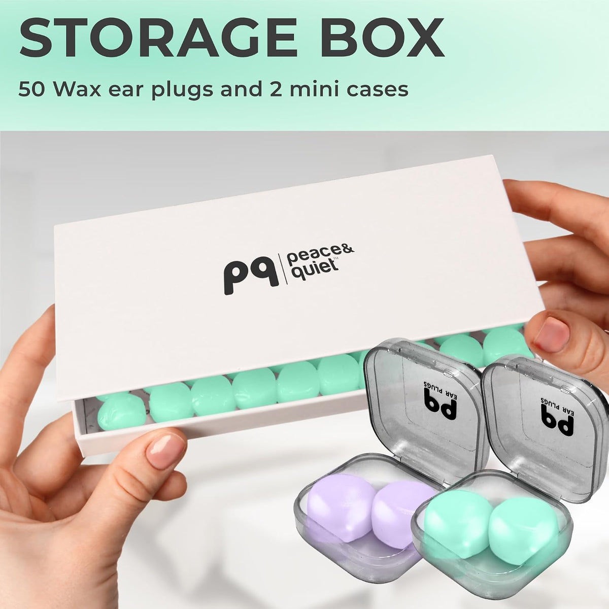 Peace&Quiet PQ Wax Ear Plugs for Sleeping - 50 Silicone Wax Earplugs