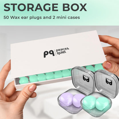 Peace&Quiet PQ Wax Ear Plugs for Sleeping - 50 Silicone Wax Earplugs