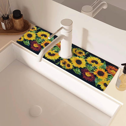 Sink Faucet Absorbing Mat, 2 Pack Drying Mat Around Faucet Sink Splash Guard Behind Faucet Sinkmat For Kitchen Bathroom Island Rv 24 * 5.5 Inch (60 * 14 cm)