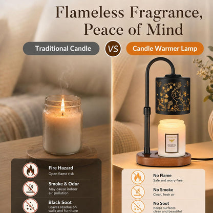 Dimmable Candle Warmer Lamp with Timer Adjustable Height for Scented Jar Candles Electric Candle Wax Melt Warmer for Home Decor Christmas Birthday Gifts for Women Mom(Hummingbird)