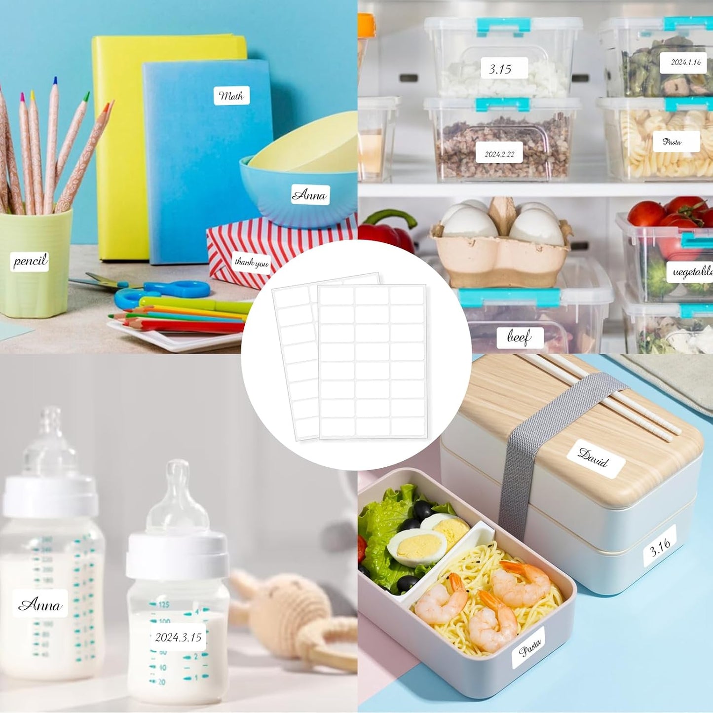 Removable Freezer Labels Stickers, 1 x 3 Inch Blank Removable Freezer Labels Food Storage Stickers, Date Label Waterproof Oil Resistant Easy Clean No Residue- 250 Sheets