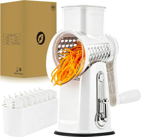 SUSTEAS Rotary Cheese Grater 5 Blades,Kitchen Mandoline Vegetable Slicer