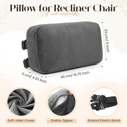 Novabright Head Recliner Pillow Adjustable Headrest Pillow for Recliner 15.75 x 7.87‘' Detachable Soft Non Slip Velvet Relieve Neck Support for Sofa Couch Armchair Travel Home with Zipper Cover