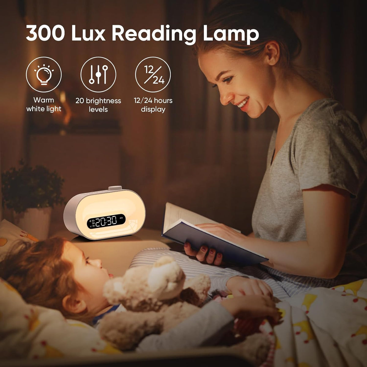 Sunrise Alarm Clock & White Noise Machine, 30 Sounds, Dual Alarms, Dimmable