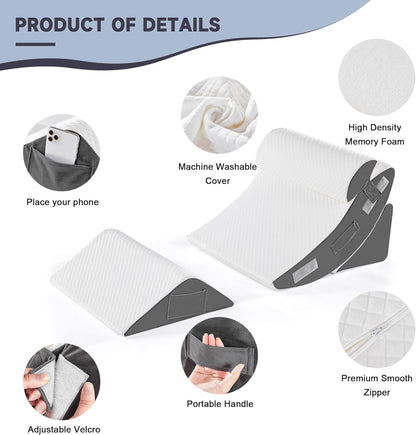 Yojoker Leg Elevation Pillows for Swelling, Memory Foam Wedge Pillow for Legs Blood Circulation, Leg Elevation Pillows for After Surgery, Knee Wedge Pillow for Sleeping Back Hip Ankles Relief