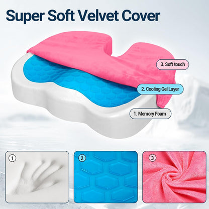 Season Guard Gel Memory Foam Seat Cushion for Tailbone Pain Relief, Black