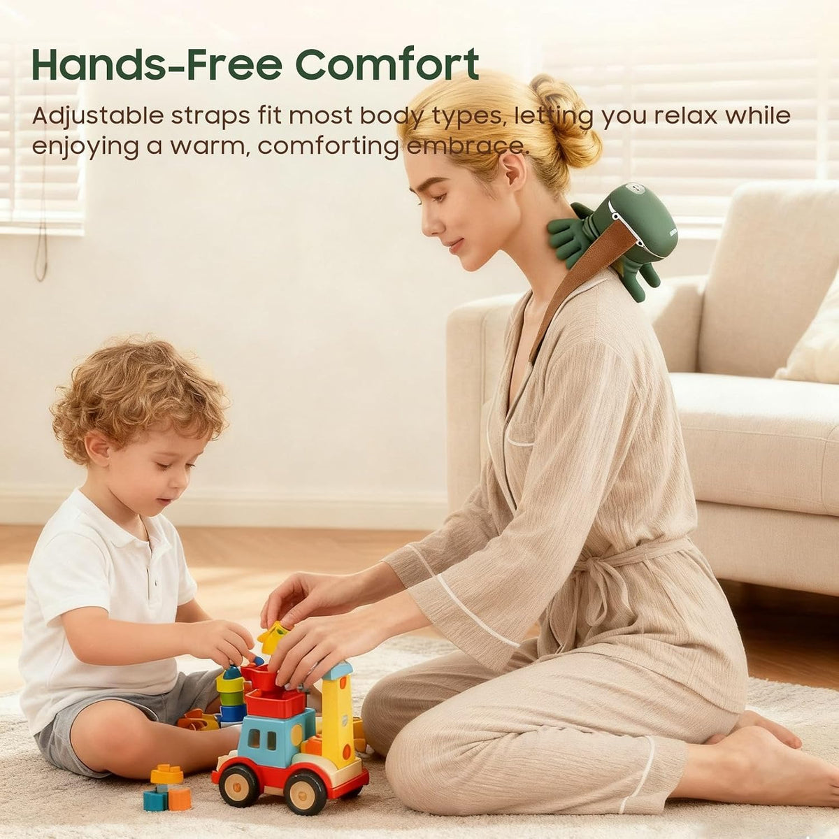 Hand Neck Massager with Fingers, Shoulder and Neck Massager with Hands, Bionic Heated Massager, Deep Tissue Massage, Shoulder & Cervical Relief, Relax Muscle Tension, Hands-Free, Portable