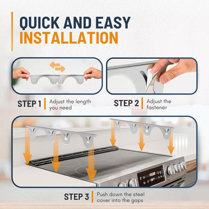 Linda’s Essentials Stainless Steel Stove Gap Covers (2 Pack) Adjustable Length 13.8" to 27.5" Stove Gap Covers Stainless Steel, Steel Adjustable Stove Gap Covers, Counter, Oven & Stove Gap Filler