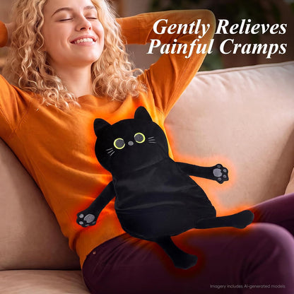 Microwave Heating Pad for Pain Relief, 17" x 9" Microwavable Heating Pads for Cramps, Back Pain, Neck Shoulder, Muscles, Knee, Joints, Natural Heat Pack Moist Heat, Black Cat