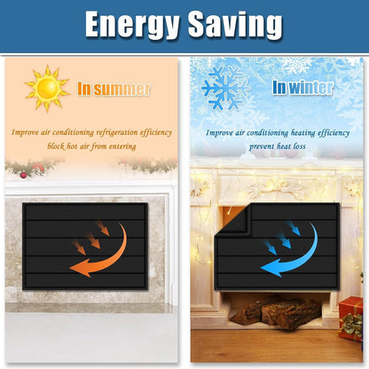Magnetic Fireplace Cover 39"x32" Fireplace Draft Stopper Blocker Indoor | Fire Place Cover with Built-in 12 Strong Magnet for Iron Fireplace Frame Fireplace Screen