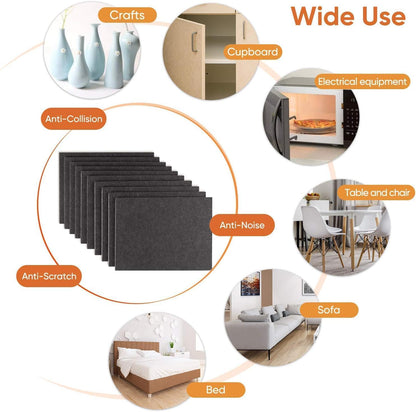 Felt Furniture Pads 10pcs 8" x 6" Adhesive Large Felt Pads, Cuttable | Chair Leg Pads, Hardwood Floor Protectors for Furniture, Black