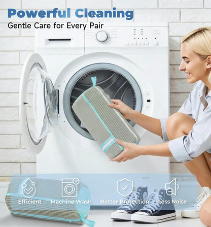 Shoe Washing Machine Bag 2-Pack, Reusable Heavy Duty Laundry Bag - 360° Deep Clean for Sneakers, Tennis Shoes in Washer & Dryer, Prevents Deformation, Yellow