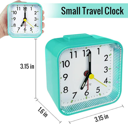 Lamisola Small Analog Travel Alarm Clock, Battery Operated Desk Table Shelf Clock for Kids, Quieter Bedside Alarm Clocks for Bedrooms Bathroom Living Room Kitchen, Black