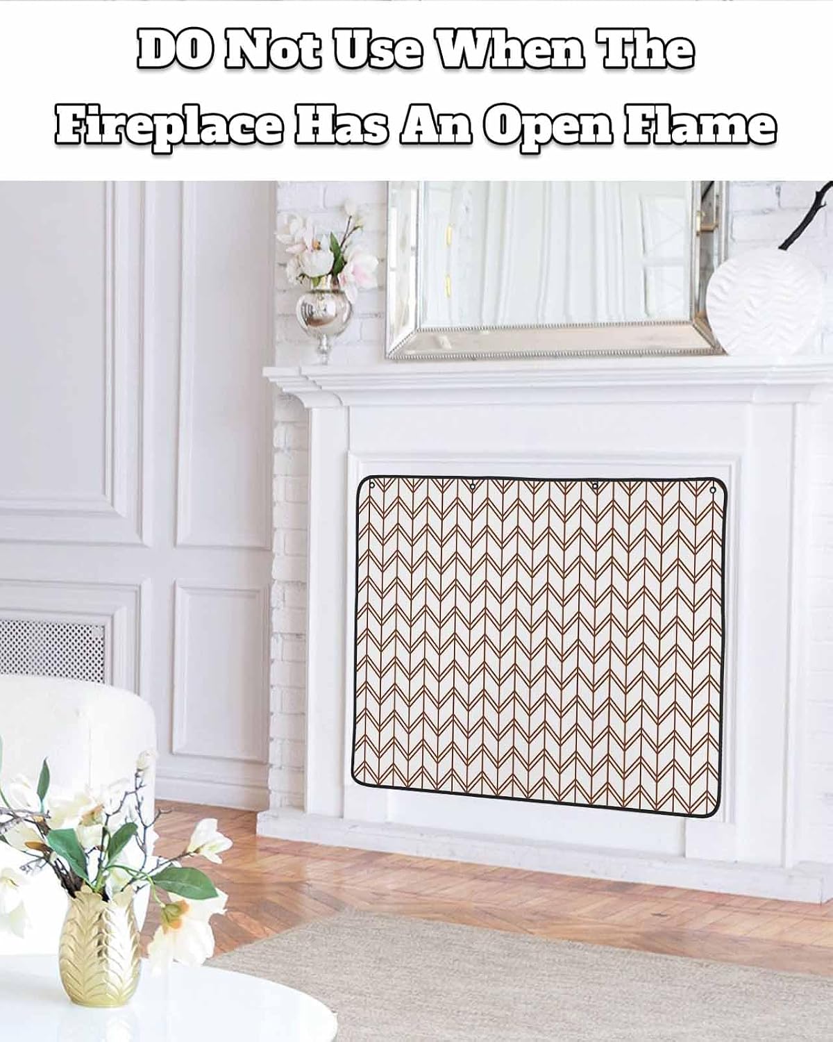 Magnetic Fireplace Cover Blue Geometric Waves Fireplace Screen Decorative Abstract Stripes Insulation Fireplaces Blocker Blanket Save Energy Fireplaces Draft Stopper Covers for Living Room 45x34 Inch