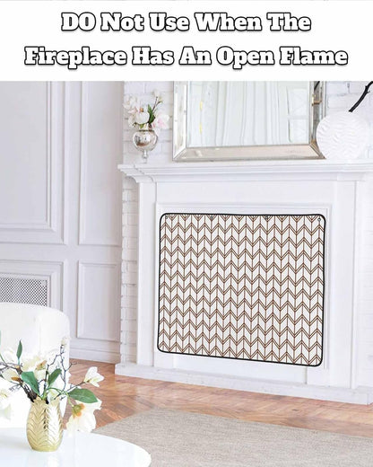 Magnetic Fireplace Cover Blue Geometric Waves Fireplace Screen Decorative Abstract Stripes Insulation Fireplaces Blocker Blanket Save Energy Fireplaces Draft Stopper Covers for Living Room 45x34 Inch