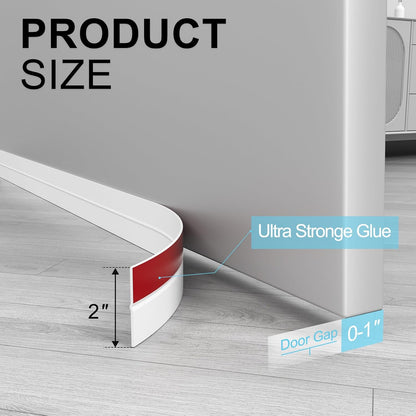Elvone Weather Stripping Door Seal for Door Frames, 20 Ft x 1 in, Clear | Self-adhesive flexible silicone seal tape for door frame gaps and window gaps. block drafts, dust, and noise