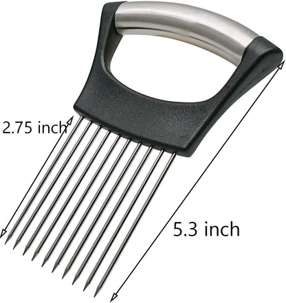 Hovico Stainless Steel Onion Holder Fruits Veg Meat Tomato Cutter Slicer Peeler Chopper,Stainless Steel Cutting Kitchen Gadget