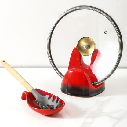 Nihow Ceramic Pot Lid Holder While Cooking for Kitchen Counter/Stove Top | Blue,Stable, Dishwasher Safe, Keep Counter Top Tidy and Clean,Water Proof,Saving Space,Heat Resistant