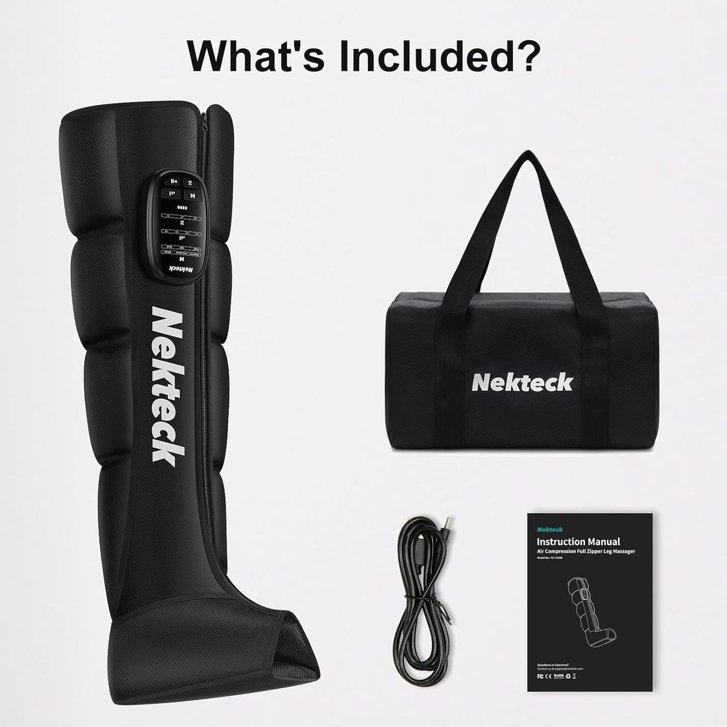 Nekteck Cordless Leg Compression Massager, (1-Pack) Middle | Rechargeable Massage Tools, 6 Modes, 4 Intensities, 3 Timers, Portable Full Leg Boots, FSA Eligible Gifts for Mom, Dad, Gym
