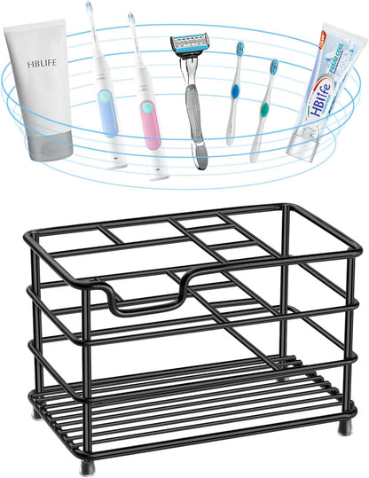 HBlife Toothbrush Holders for Bathroom, 5 Slots Silver Stainless Steel Bathroom Accessories Organizer