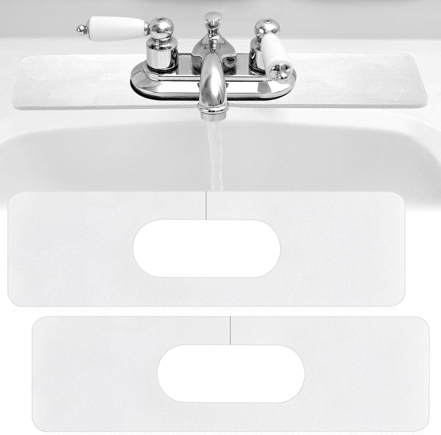 Tioncy 2 Pcs Faucet Mat Sink Splash Guard Oval-hole Oval Splash Pad for Kitchen Sink Oval Base Diatomite Faucet Mat for Bathroom Absorbent Mat Splatter Screens(Dark Gray)