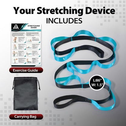 Acozycoo Stretching Strap with Loops for Physical Therapy,Knee,Calf,Back | Yoga Strap for Stretching,Non-Elastic Stretch Band,Rehab,Pilates,Flexibility Training,Hamstring,Leg Lifter,Fascia,Leg,Hip