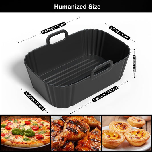 Silicone Air Fryer Liners 2 Pack for Ninja 8-10 QT Dual Air Fryers