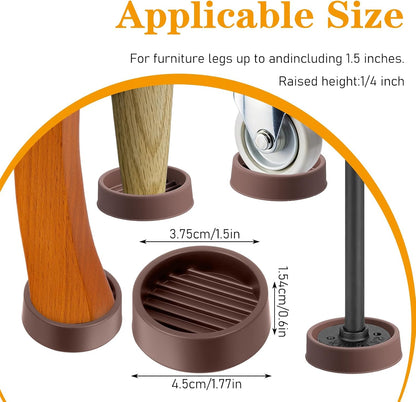 8 Pack Round Rubber Furniture Caster Cups, Non Slip Furniture Pads | 1.5 x 1.5" Furniture Gripper Anti Slide Floor Protector Rubber Furniture Feet for Bed Couch Table Chair Stoppers(Black)