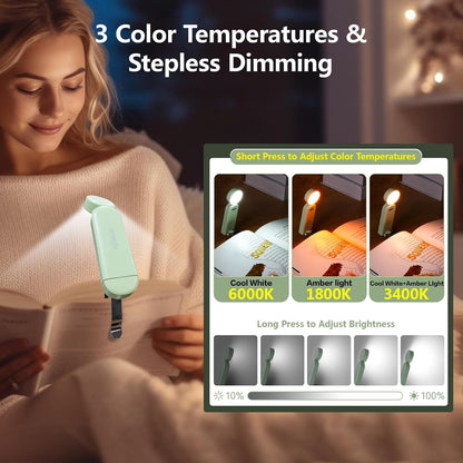 VAVOFO USB Rechargeable Bookmark Reading Light, Blue Light Blocking Amber LEDs for Bedtime Reading - Clip On, 9 Lighting Modes