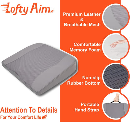Lofty Aim Car Seat Cushion, Memory Foam Car Seat Cushions for Long Driving | Comfy Car Seat Pillow for Pain Relief, Driver Seat Cushion Adds Height, Butt Cushion for Car, Truck, Office Chair, Black
