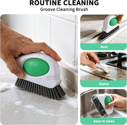 Allinside 2 in 1 Groove Cleaning Brush, Window Track Cleaning Tools with Soft Air Bulb, Press-to-Blow Crevice Cleaner for Sliding Door Tracks, Window Sills, Keyboards and Tight Spaces