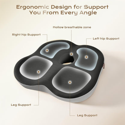 Coverado Lumbar Support Pillow and Seat Cushions for Office Chairs, Memory Foam Orthopedic Coccyx Cushion for Tailbone Pain Cushion Pillow & Back Pain Pressure Relief Seat Cushion Coffee&Beige