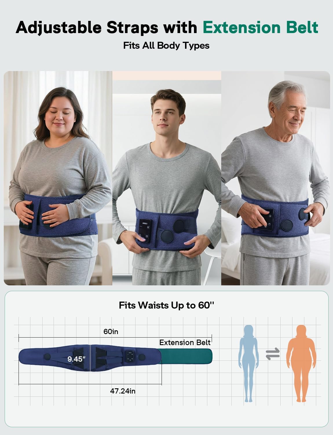 Cordless Heating Pad for Back, 2-in-1 Wired & Wireless Lower Back Massager with Heat, Rechargeable Wearable Heating Pad for Back Pain Relief Sciatica Lumbar Gifts for Father Men Women Mom